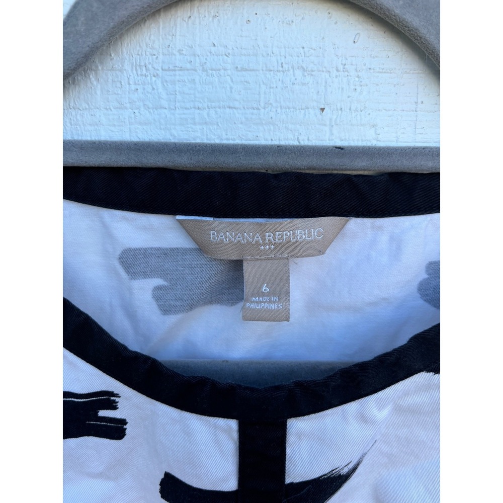 Banana Republic White & Black Mini Dress, Back‎ Cut Out, Sz 6 - Picture 3 of 5